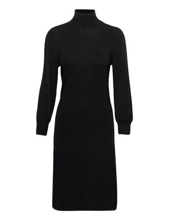 Mersin Highneck Knit Dress Knälång Klänning Svart Minus