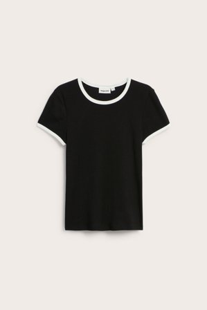 Kappahl | Kortermet topp med kontrastkanter | Svart