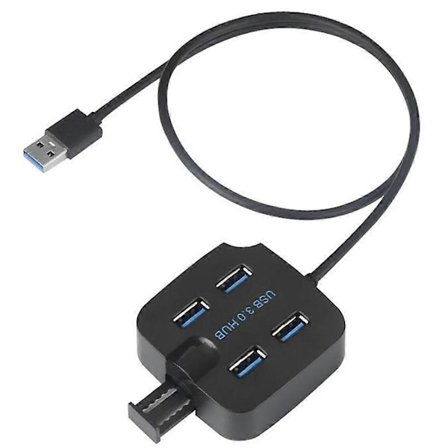 USB3.0 4-ports HUB 4-ports USB-delare Telefonhållare 3.0hub Supersnabb delare 5Gbs-Svart 3.0