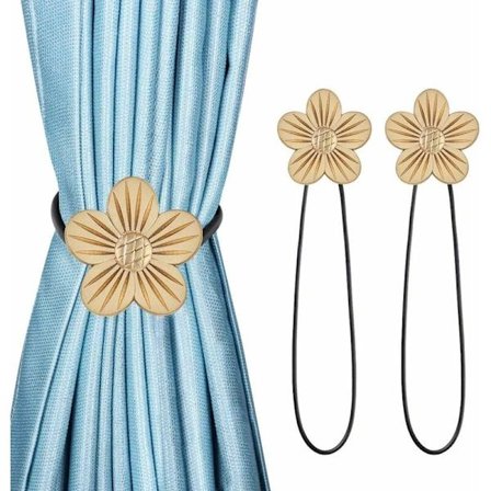 Vintage magneettinen verhonpidike, Triumph-hartsi kukkaverho verhopidike ikkunan verhonpidike pidike 2 kpl kulta