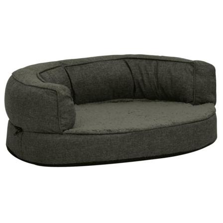 Vidaxl Ergonomisk Hundmadrass 60x42 Cm Linnelook Fleece Mörkgrå Grå