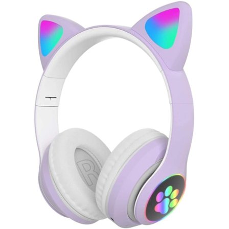 Gaming Headset Fashion Bluetooth 5.0 Barn Kids Vuxen Katt Öra Led Ljus Upp Trådlös Gaming