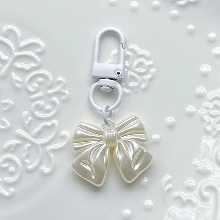 Nyckelring med rosett, hänge i konstgjord pärla, nyckelring, handväsketillbehör, nyårspresent till Alla hjärtans dag