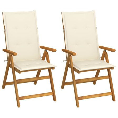 Justerbara trädgårdsstolar med dynor 2 st massivt akaciaträ