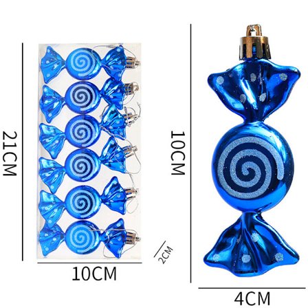 Julegodteri Ornamenter, 6 Stykker Juletre Godteri Hengende Dekorasjoner Glitter Candy Cane Ornament Søte Formede Kuler Hengende Anheng kompatible