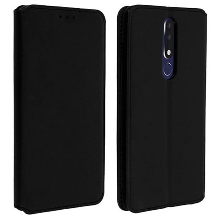 Hus - AVIZAR - Nokia 3.1 Plus - Folio etui - Eco-læder - Støttemodus - Sort