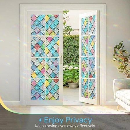 Vindusfilm Fargerik Rutete Statisk Vindusfilm 45x300/60x200cm Dekor Personvern