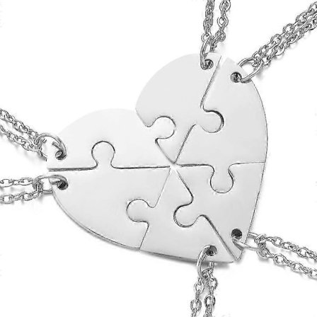 6 stk. Personlig Bff Venskabshalskæde Rustfrit Stål Navn, Bedste Ven Vedhæng Adskilleligt Puslespil Hjerte Graveret Fornavn Til Bedste Venner Kvinder