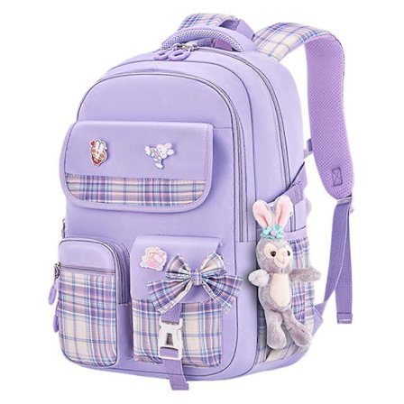 Rygsæk til Børn Elementær Ultralet Belastningsreducerende Sød Gitter Skoletaske til Børn Piger Klasse 1-6