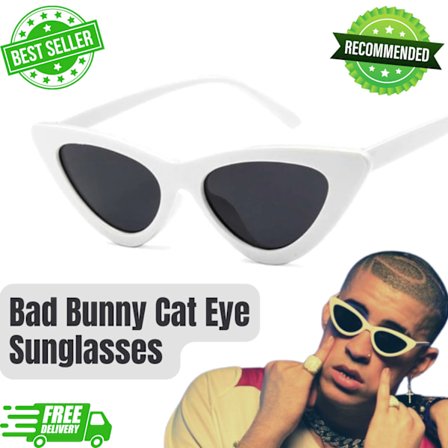 Bad Bunny Cat Eye Sunglasses - Fashion Glasses for Men and Women - Rap Music