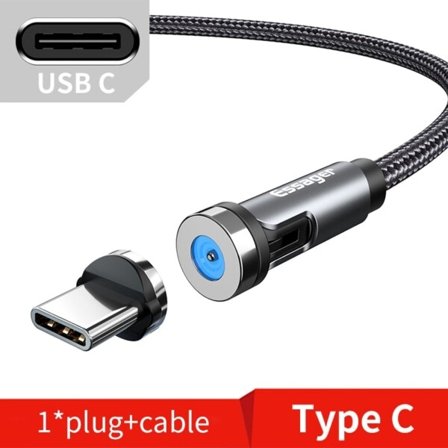 Roterande magnetisk kabel snabbladdning magnetladdare micro usb typ c kabel