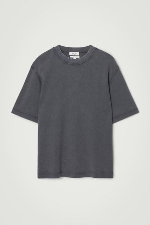 COS Men's Relaxed Waffle-Texture Cotton-Jersey T-Shirt in Blue