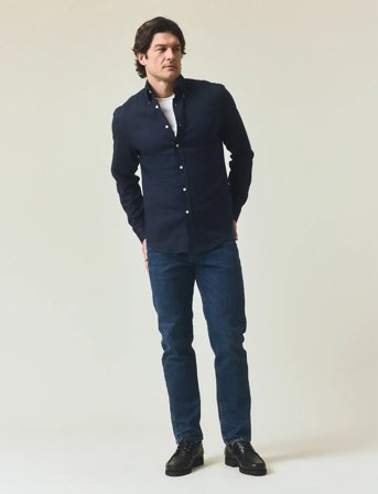 Lexington Clothing Casual Solid Flannel B.d Shirt - Navy - S