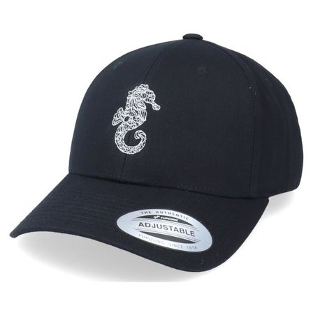 Iconic - Svart adjustable Keps - Summer Sea Horse Black Curved Adjustable @ Hatstore