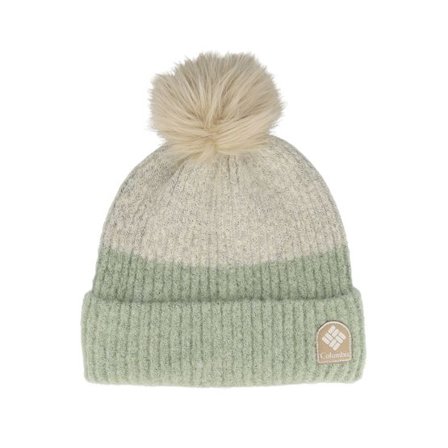 Columbia - Grön pom Beanie - Winter Blur Beanie Safari, Chalk Pom @ Hatstore