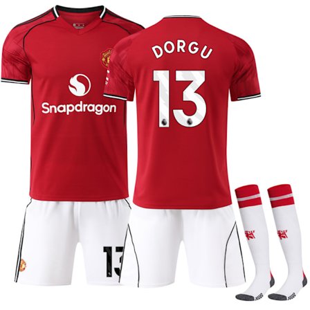 2025-2026 Manchester United Hjemmebane Børnefodbolddragt Nr. 13 Dorgu (Nr. 13 Dorgu Trykt)