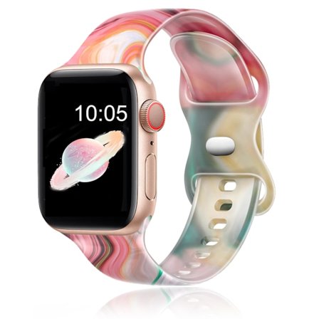 Kompatibel med Apple Watch-armband 38 mm 40 mm 41 mm för kvinnor, mönstrat mjukt silikonband för iWatch Series 9/8/7/6/5/4/3/2/1/SE, Galaxy