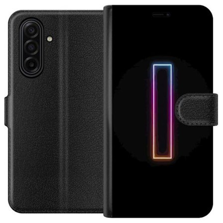 Kompatibelt Lommeboketui til Samsung Samsung Galaxy A17 5G Minimalistisk neonbokstav I i regnbuefarger mot mørk bakgrunn