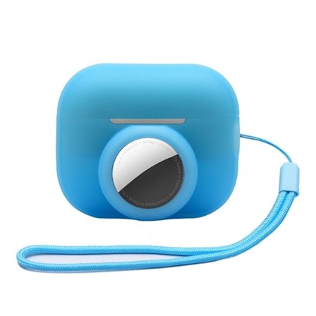 AirPods Pro 2 / AirTags silikonfodral med rem - Noctilucent Blå