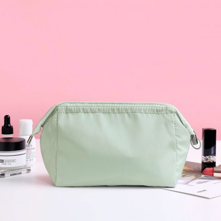 Liten kompakt hopfällbar toalettväska, sminkväska, kosmetisk necessär i japansk stil (Grön)