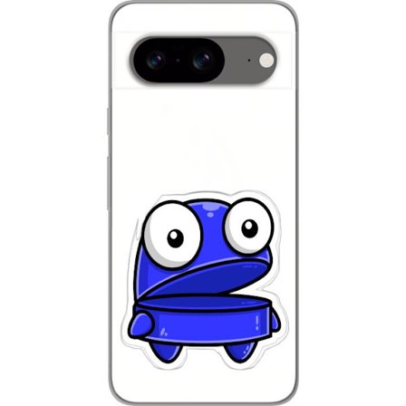 Kompatibel Mobilcover til Google Google Pixel 8 Blå tegneseriefigur med åbent udtryk og store øjne i sjov illustration