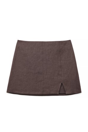 Premium Selection Jupe courte fendue sur le côté en lin - Vêtements en lin - Marron - EU 44