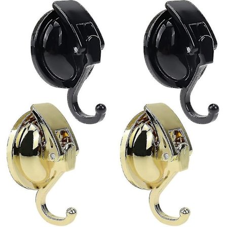 4 Pak Sugerørskrog med Sugsko 60mm Sort Plastik Sugsko Krog Væghængt Kraftfuld Sugsko