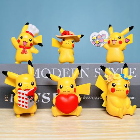 CDQ 6 stk Poké-mon Anime Actionfigurer Leke Sett