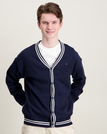 Tommy Hilfiger VARSITY RIB V-NECK CARDIGAN Blå Trøjer Dreng - Kids Brand Store