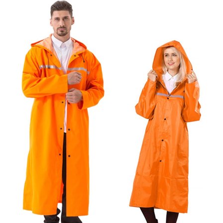 Voksen Regnjakke Lang Vandtæt Regnjakke Genanvendelig med Refleksbånd Letvægts Åndbar Voksen,XXL