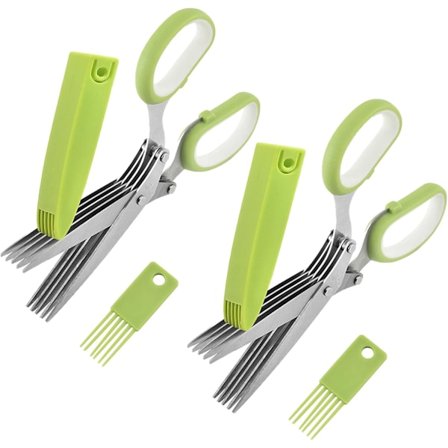 Monikäyttöiset terävät keittiösakset, gourmet-yrttisakset ruostumattomasta teräksestä valmistetuilla terillä, ergonominen kaareva muotoilu, suojakansi