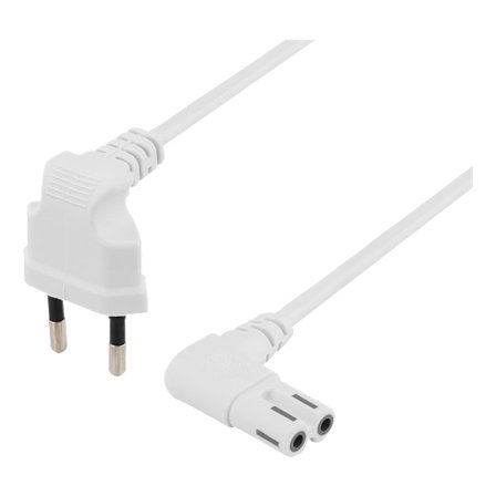 Unearthed device cable 2m angled CEE 7/16 IEC 60320 white