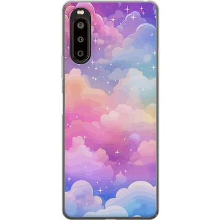 Yhteensopiva Puhelinkuori Sony Xperia 10 II Söpö yksisarvinen, jolla on sateenkaarivärinen tukka tähtitausta vasten kawaii-tyylillä
