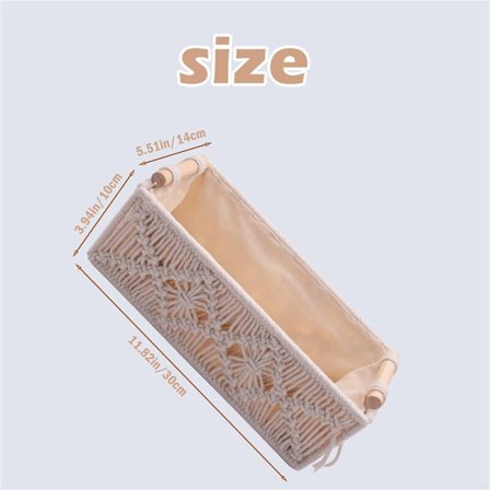 Boho-säilytyskori, koristeellinen laatikko, käsintehty koristeellinen tiskipöytäjärjestäjä, makrameekorit makuuhuoneeseen ja olohuoneeseen