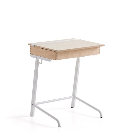 School desk AXIOM, high pressure laminate, white/birch