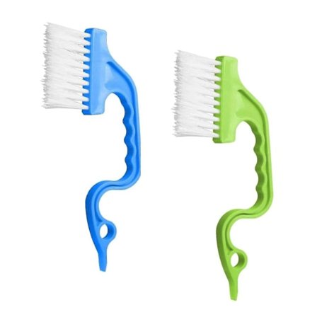 Rengjøringsbørste for spor og sprekker, dyprensebørste for vindu, kjøkkenrengjøringsverktøy, blå og grønn, 19*8.5cm, 2 stk