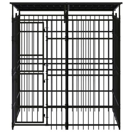 Vidaxl Hundgård För Utomhusbruk Ståltak 3,69 M² Svart