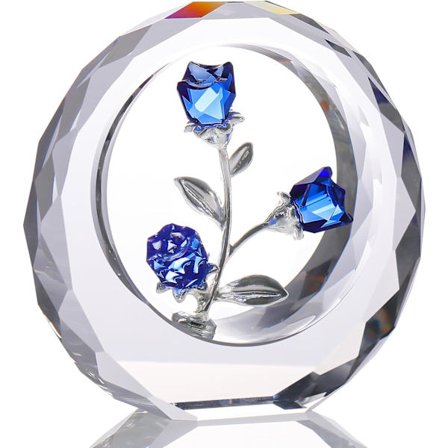 Kristallros Blomma Figur Gave til Hennes Glass Rose Bukett Samleobjekt Brevvekt Romantisk Gave til Kone Valentinsdag Jubileums Ornament