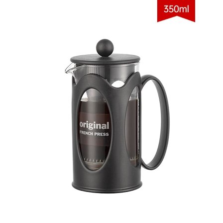 Stempelkande - 350 ml - Fremstillet af varmebestandigt borosilikatglas og rustfrit stål - Tåler opvaskemaskine