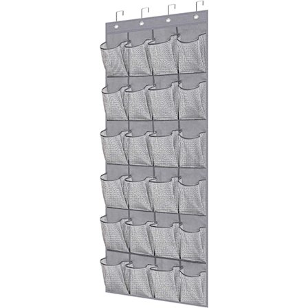 Dörr Skoskåp Hängare Hängare Hängare Förvaringspåsställ med 24 stora mesh , grå