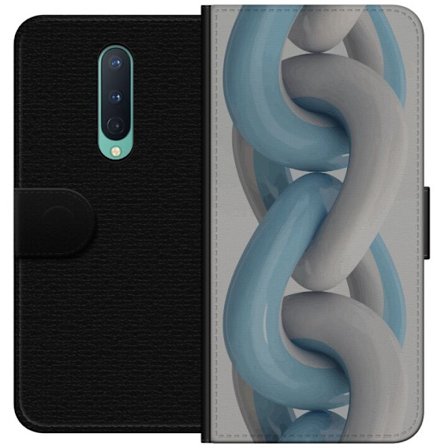 Yhteensopiva Lompakkokotelo OnePlus OnePlus 8 Sininen Ketju Design metallisessa sinisessä ja harmaissa sävyissä, modernilla ja tyylikkäällä tunt