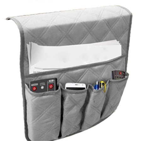 Soffarmstöd Organiserare med 5 Fickor, Dryckeshållare, Bricka, Soffa, Fåtölj, Hängande Förvaringsväska för TV, Fjärrkontroll, Mobiltelefon