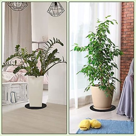 2 Set Plant Coaster Mat, Rundt Tyg Plant Pad, Eva Pad Med Självhäftande Blomkruka Pad, 1 Set Av 24 Pcs