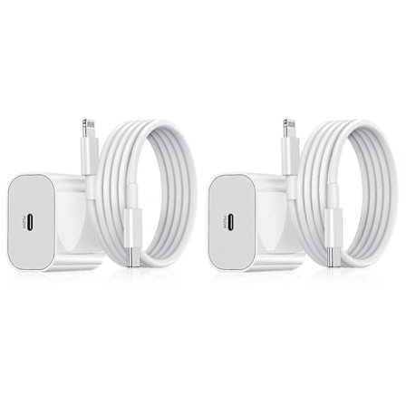 2-pack - Laddare för iPhone - Snabbladdare - Adapter + Kabel 20W Vit 2-pack iPhone