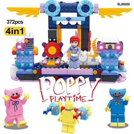 4 i 1 sett Poppy Play Time Mini figurer leketøy Huggy Wuggy Byggekloss