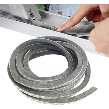 Dør børstetetning, 10 M(L) x 9 mm(B) x 5 mm(D), Grå, Vindusforsegling for lydisolering av dør, Selvklebende børstetetning, Skyvedør børstetetning, 