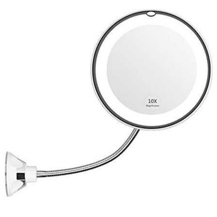 LED-belyst sminkspegel, 10x forstoring, 360°