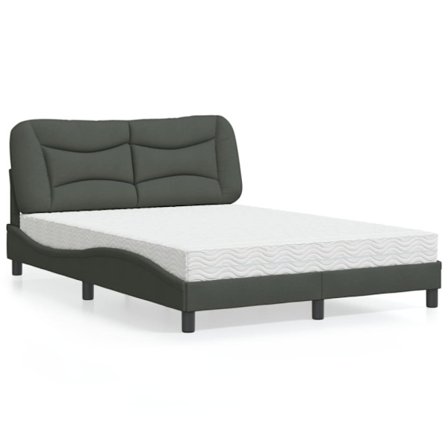 Bed with Mattress "Hvar" Dark Grey 140x200 cm Fabric