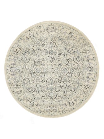 Ziegler Greenville Ø 250 Groß Cremebeige/Hellblau Blumen Rund Teppich