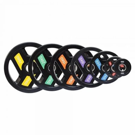 Softee Modern Viktplatta 1,25 kg - Svart - Med 50 mm stånghandtag - Metallring